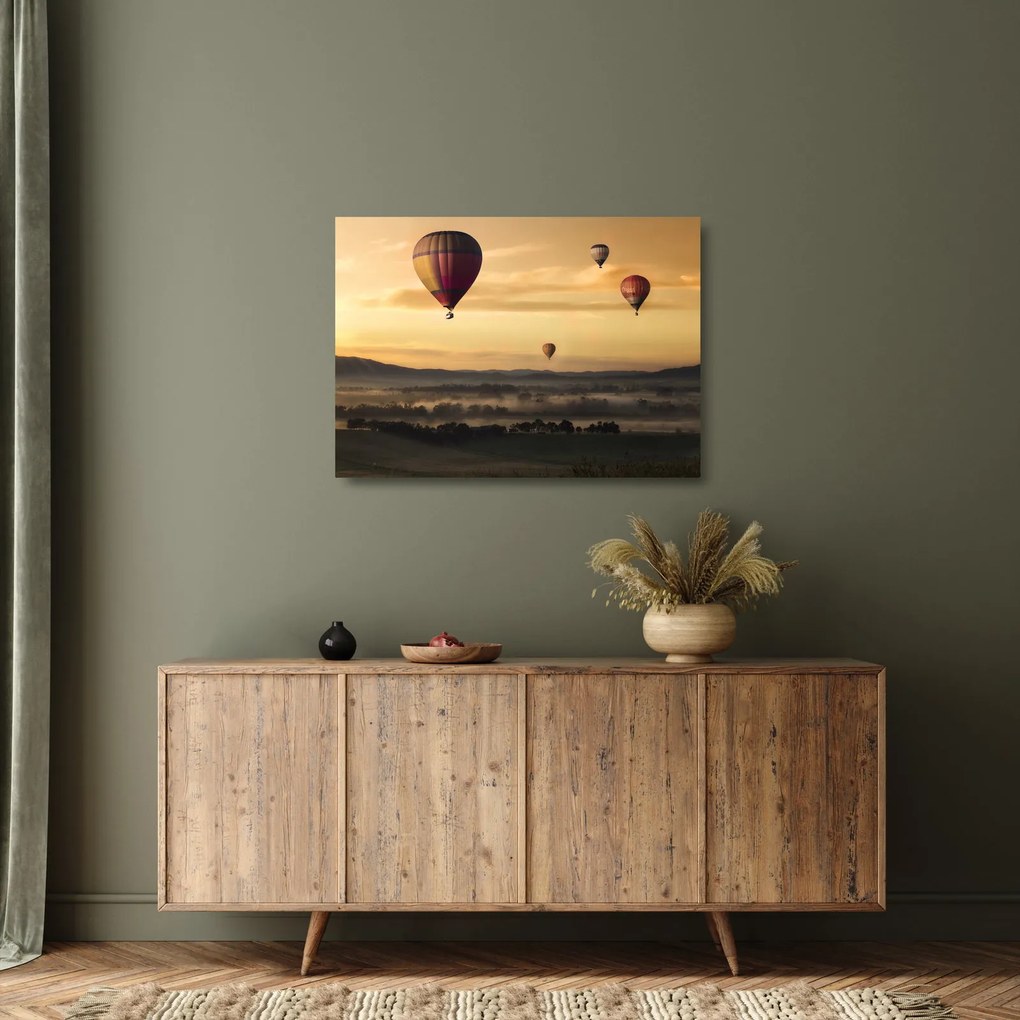 Obraz na szkle - latające balony (70x50 cm)