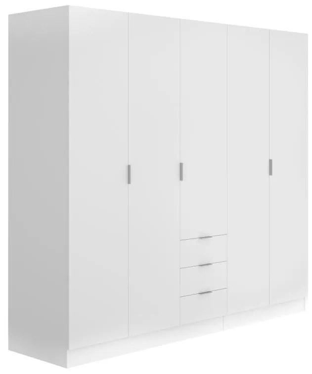 Szafa 5-drzwiowa z 3 szufladami - szer. 202 cm - Biały - LISTOWEL