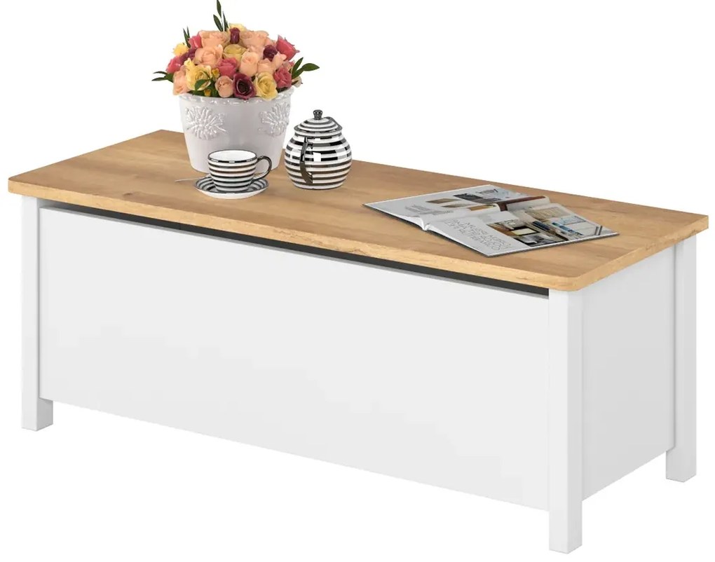 Biały zamykany kuferek na zabawki - so P3-E44