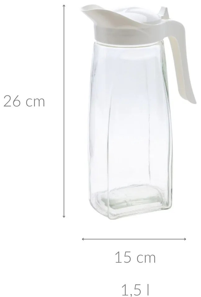 Szklany dzbanek z pokrywką, 1,5 l