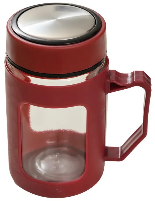 Szklana butelka z uchwytem BREW 500 ml, czerwona