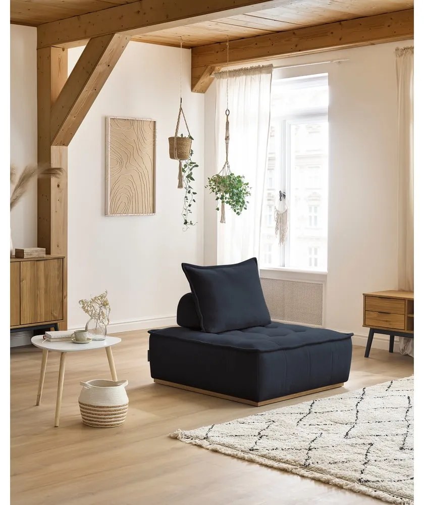 Ciemnoniebieski fotel z tkaniny szenilowej Elisa – Bobochic Paris