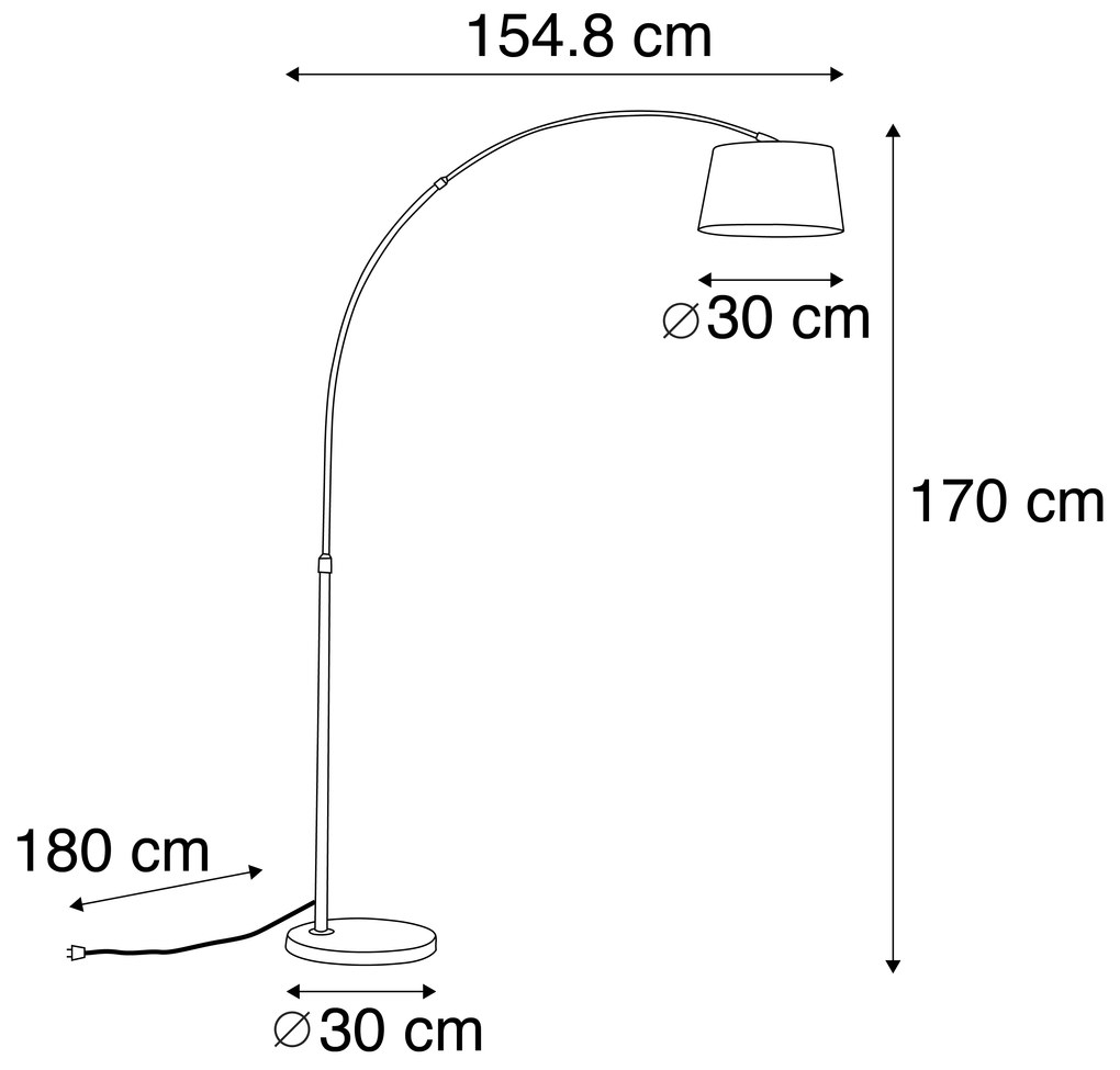 Luk Nowoczesna lampa podłogowa łukowa stalowa z czarnym abażurem z tkaniny - Arc Basic Nowoczesny Oswietlenie wewnetrzne