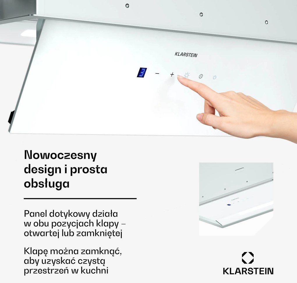 Klarstein Ventimate 85cm 367m³/h Okap do Zabudowy Biały