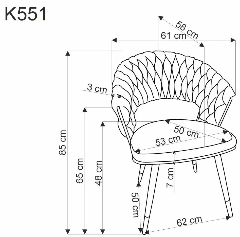 Krzesło tapicerowane K551 szare/złote HALMAR
