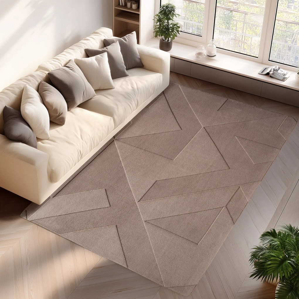 Dywan nowoczesny 3D Pompei Geometryczny beżowy 240 cm x 340 cm