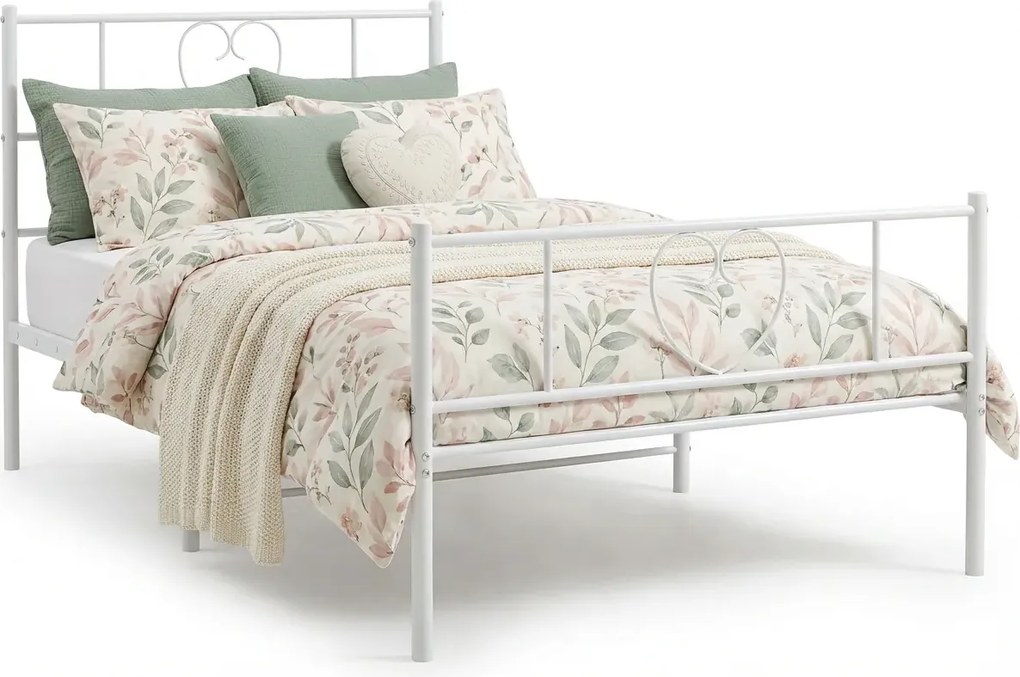 Białe metalowe łóżko rustykalne 100x200 cm W1-N69