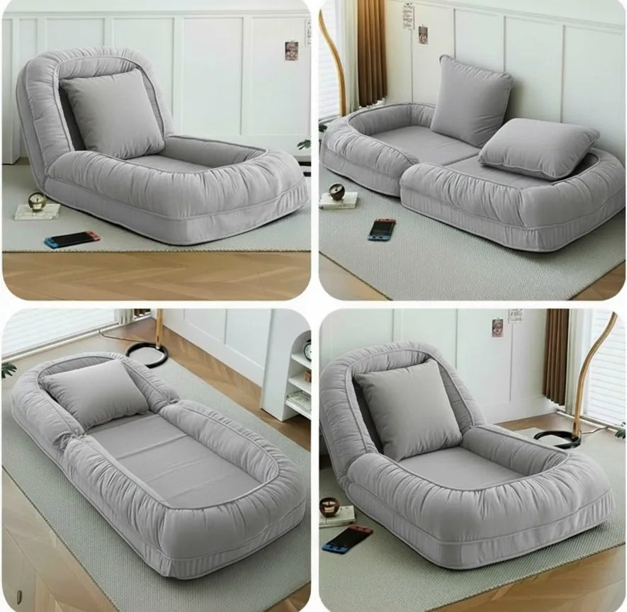 PROMOCJA Relaksacyjny fotel regulowany LAZY SOFA, szary II klasa jakości