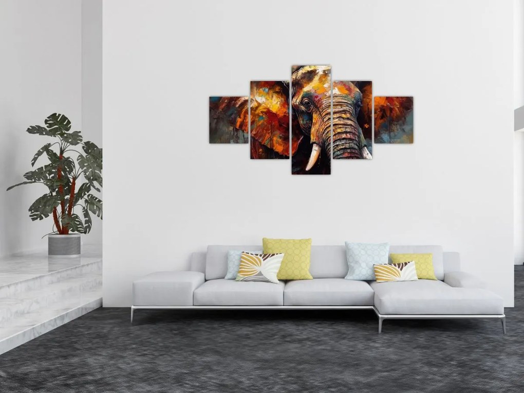 Obraz - Malowanie słonia (125x70 cm)