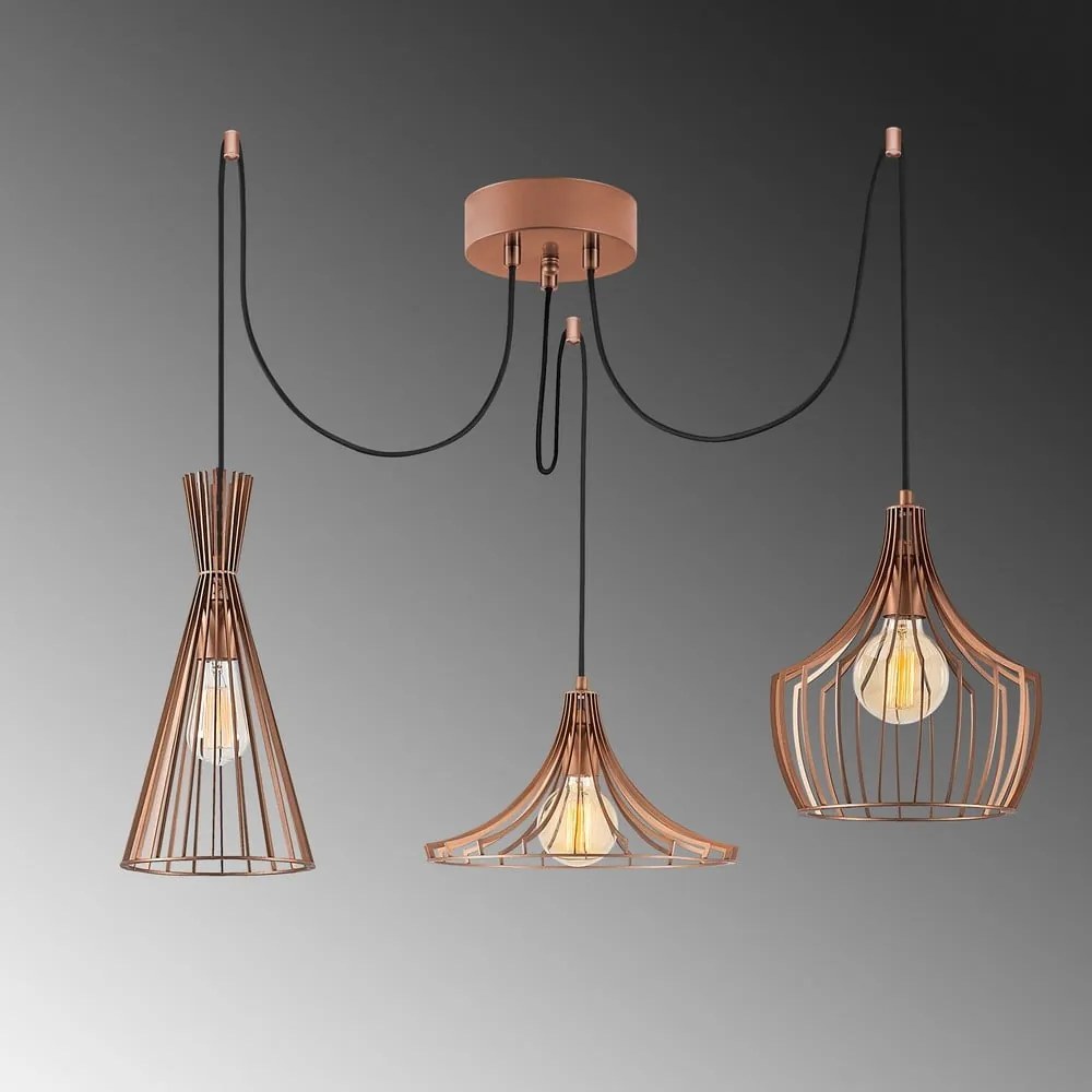 Lampa wisząca w kolorze miedzi z metalowym kloszem Mezopotamya – Opviq lights
