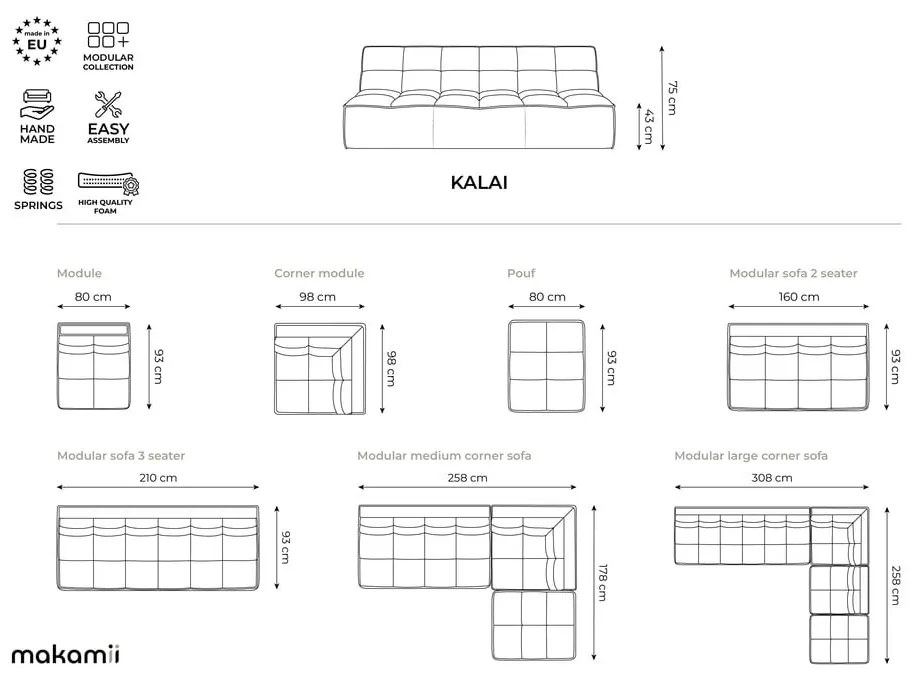 Ciemnoszary narożnik modułowy (strona zmienna) Kalai – Makamii