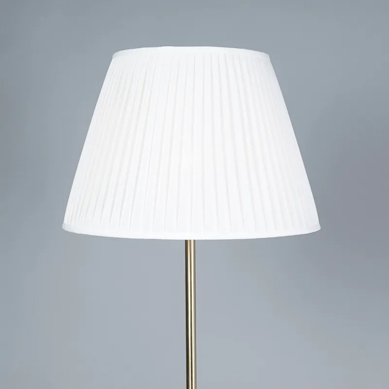 Lampa podłogowa Retro mosiądz z abażurem plisowanym kremowym 45 cm - Kaso Retro Oswietlenie wewnetrzne