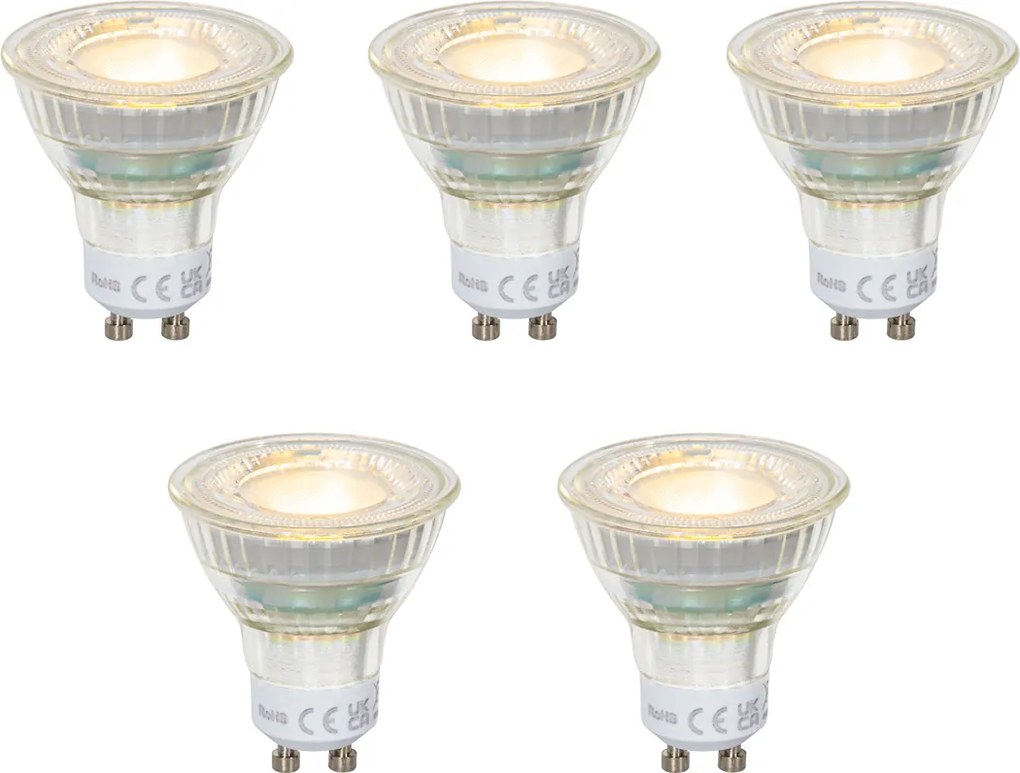Zestaw 5 przezroczystych żarówek LED GU10 50mm 2.5W 450 lm 2700K