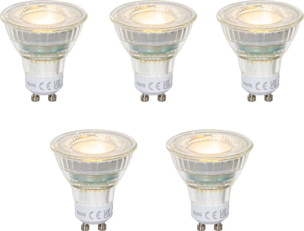 Zestaw 5 żarówek LED GU10 50 mm przezroczystych 2,5 W 450 lm 2700 K