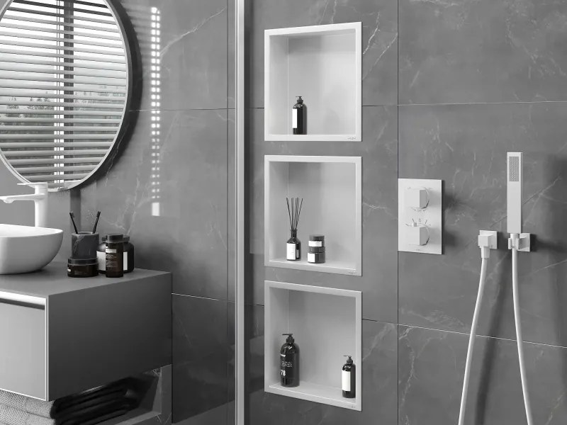 Mexen X-Wall-R półka wnękowa z kołnierzem 30 x 30 cm, biała - 1920303010