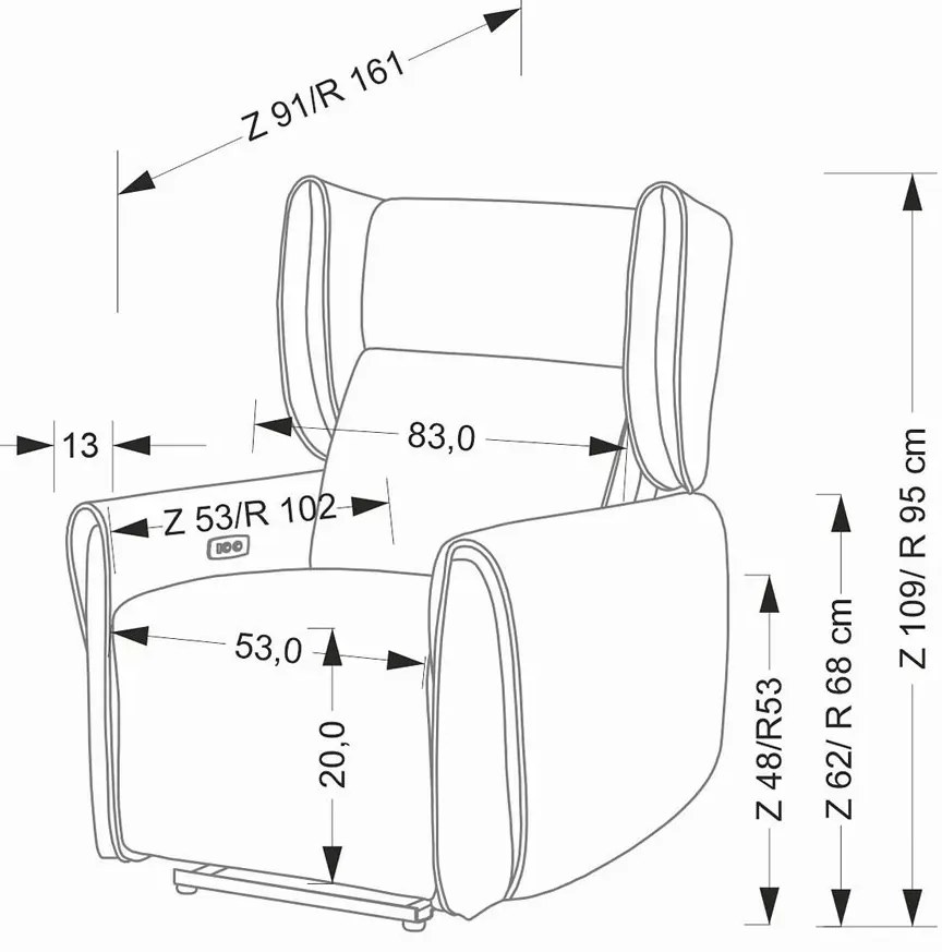 Nowoczesny szary fotel rozkładany T4-G94