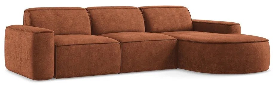 Narożnik z tkaniny szenilowej (prawostronny/z szezlongiem) w kolorze terakoty Omao – Makamii