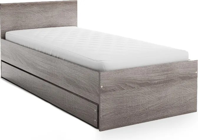 Łóżko ELISA 90 x 200 cm, dąb truflowy Stelaż: Ze stelażem listwowym rolowanym, Materac: Materac Sommera 18 cm