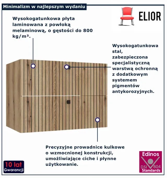 Wisząca szafka 80 cm ryflowana dąb evoke M6-R13