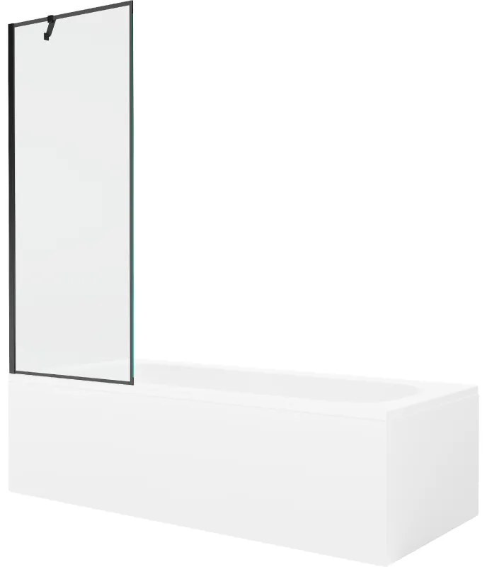 Mexen Vega wanna prostokątna 180 x 80 cm z obudową i parawanem 1-skrzydłowym 70 cm, czarny wzór - 550118080X9507007070