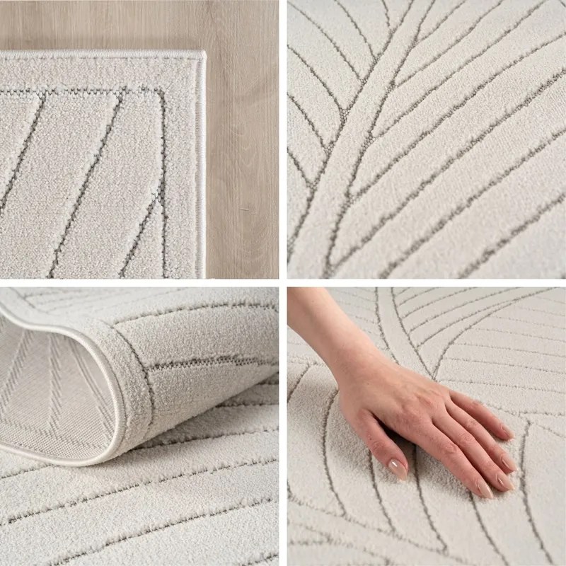Dywan uniwersalny Nova 3D Motyw Roślinny kremowy koło 160 cm x 160 cm