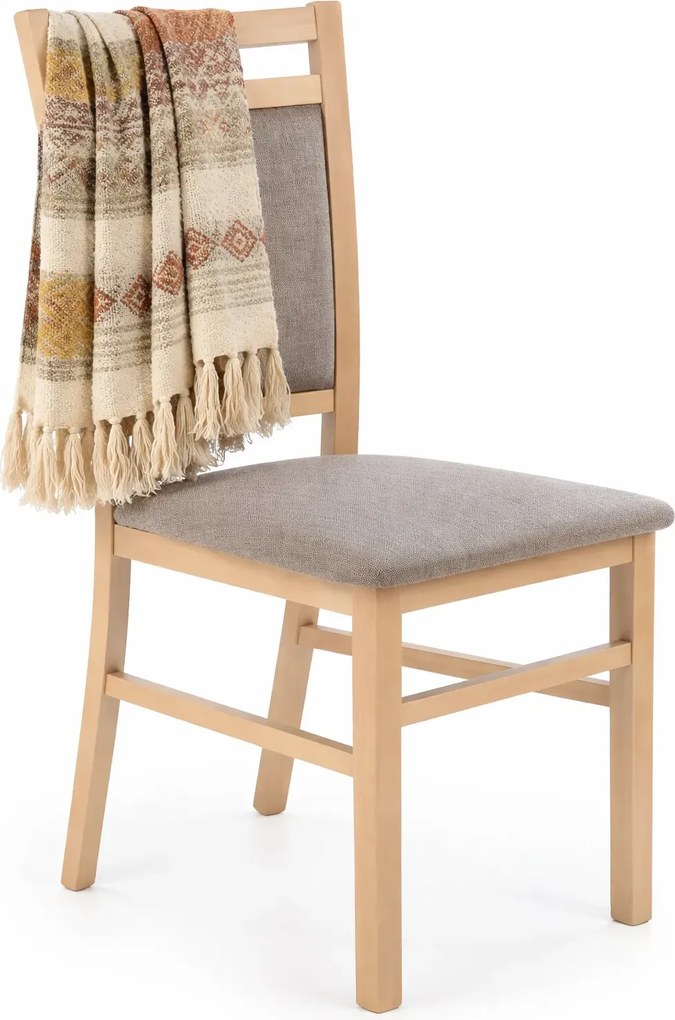 Klasyczne drewniane krzesło tapicerowane dąb sonoma G8-C36