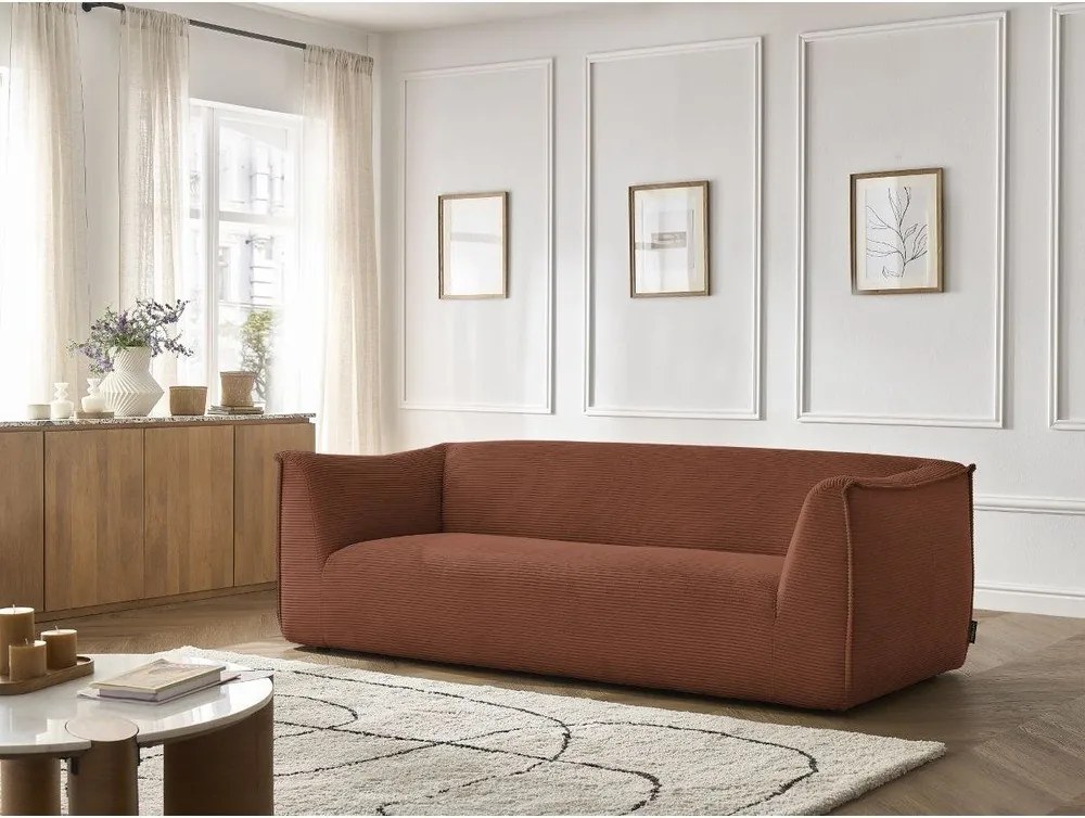 Pomarańczowa sztruksowa sofa 242 cm Giorgia – Bobochic Paris