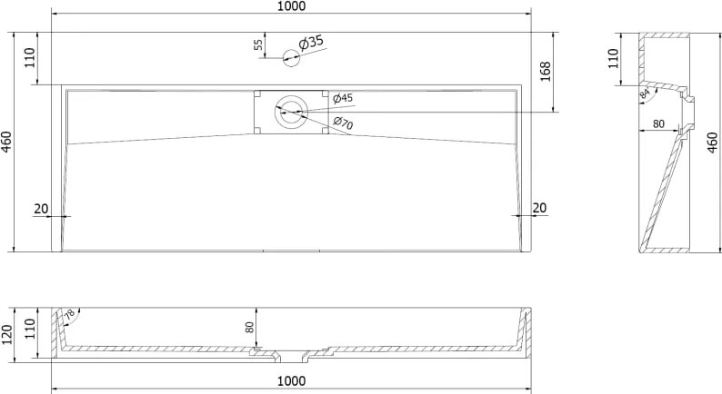 Mexen Ava umywalka nablatowa z konglomeratu 1/O 100 x 46 cm, biała - 23011001