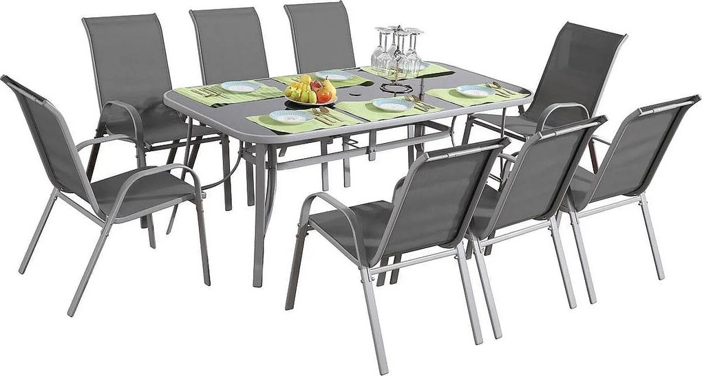 Zestaw mebli ogrodowych Textilene "cordoba + Porto" 8 osób jasnoszary