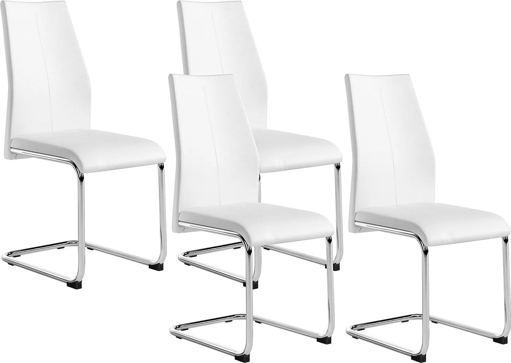 Zestaw 4 krzeseł PAULINE - Ekoskóra - Biel