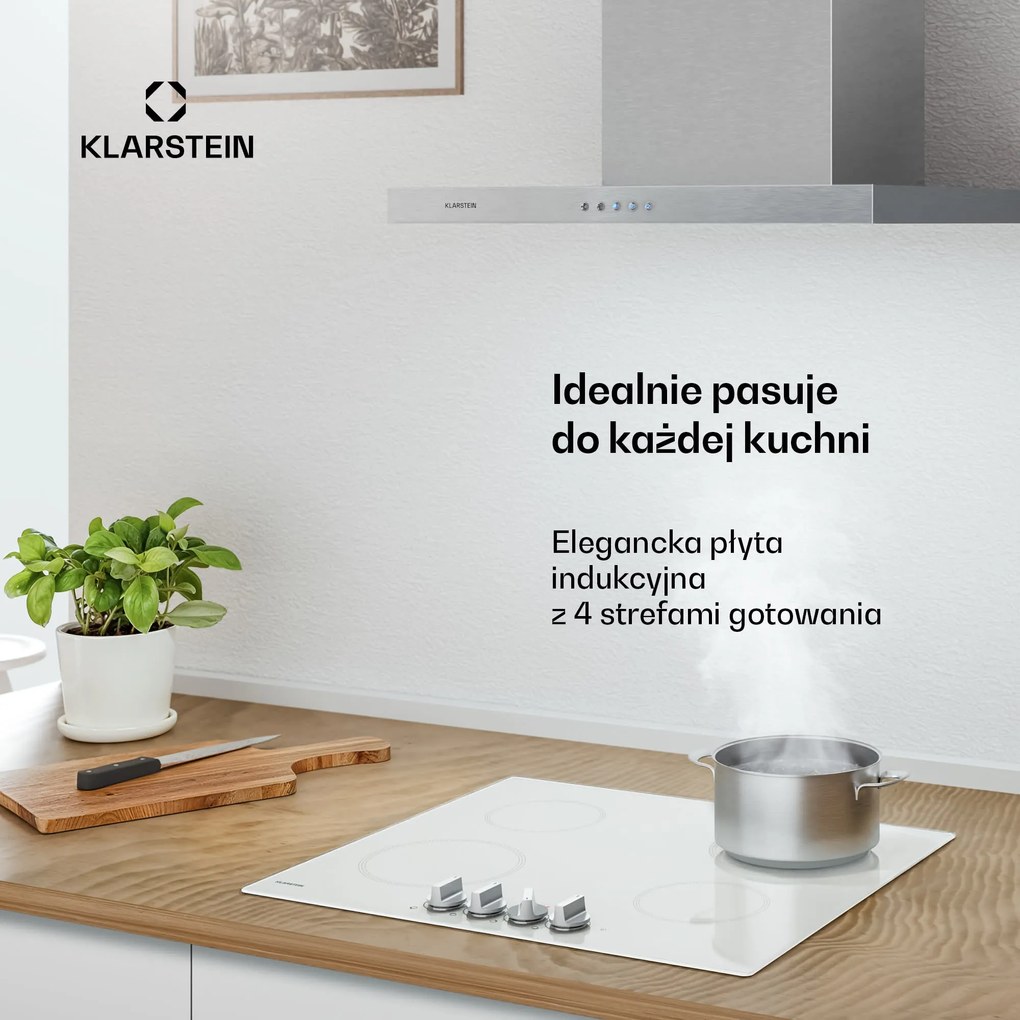Klarstein Kochheld 60cm Płyta Indukcyjna 4 Strefy Gotowania Biały