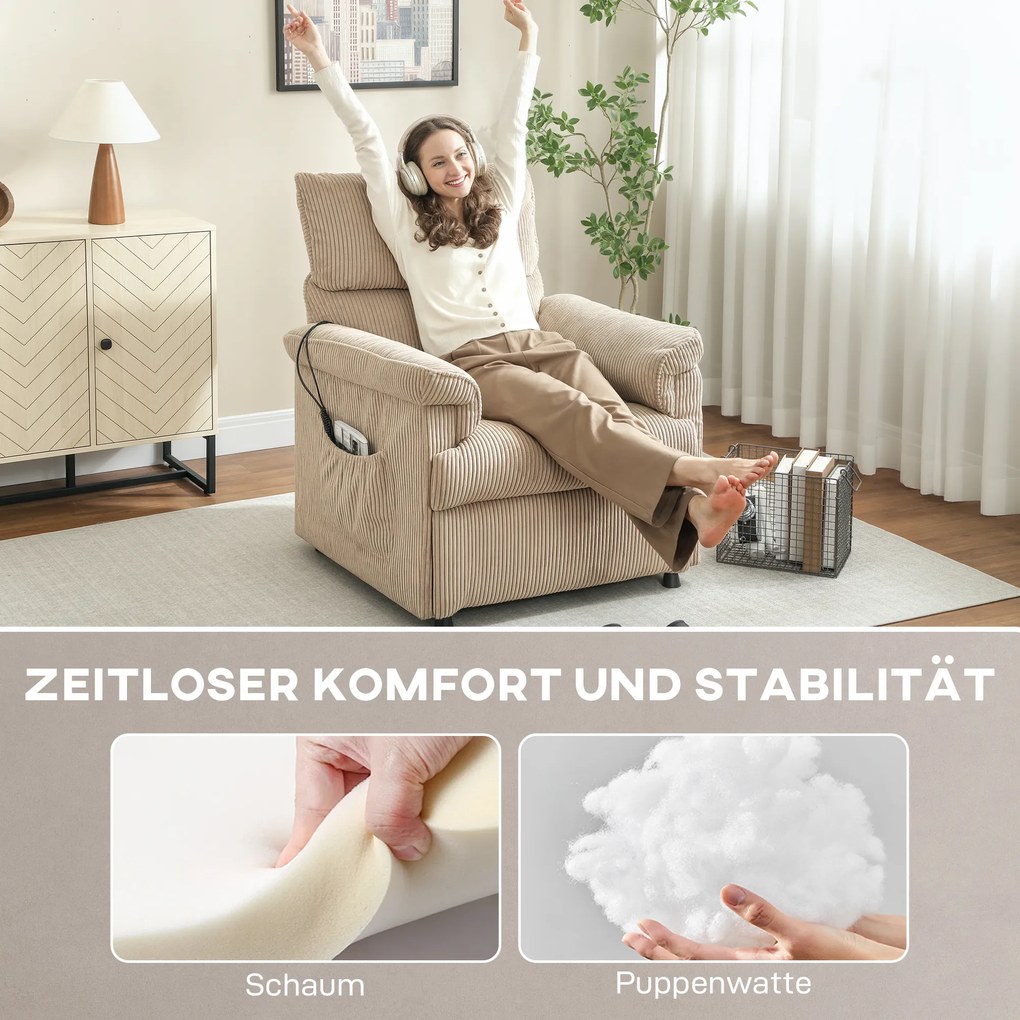 Fotel masujący HOMCOM — wibracje, ogrzewanie, cichy silnik, pamięć pozycji, brązowy