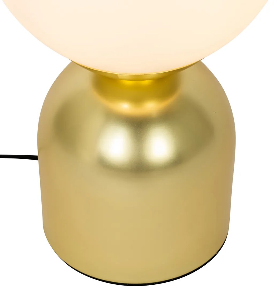 Lampa stołowa w stylu hotelowym złota z opalowym szkłem - Pallon TrendElegancki hotelowy Oswietlenie wewnetrzne