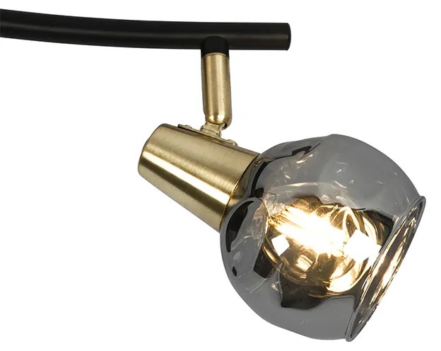 Plafon / Lampy sufitowe art deco złoty przydymione szkło 56cm 3-źródła światła - Vidro ArtDeco Oswietlenie wewnetrzne