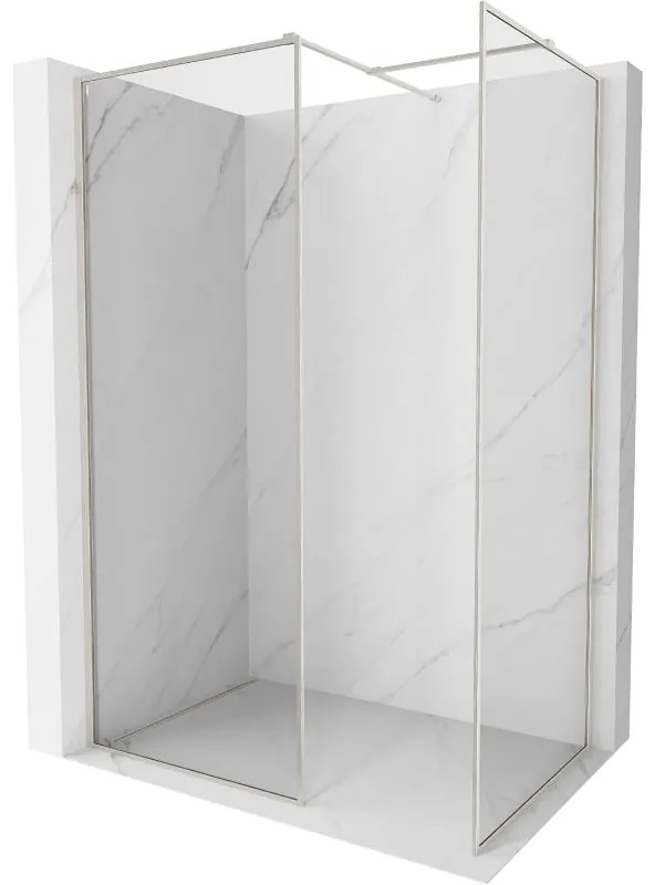 Mexen Kioto-XF ścianka prysznicowa Walk-in z ramką 160x120 cm, transparent 10 mm, nikiel szczotkowany - 800-160-202-04-97-120-XF