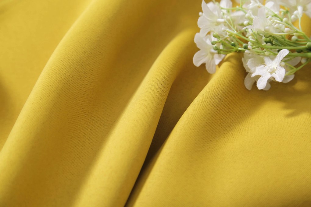 Żółta zasłona OXFORD 140x250 cm Zawieszanie: Taśma z wiązaniami