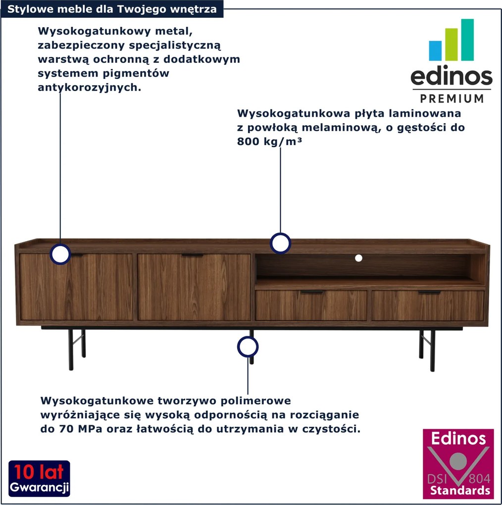Stolik RTV do salonu 200 cm orzech warmia T5-B47