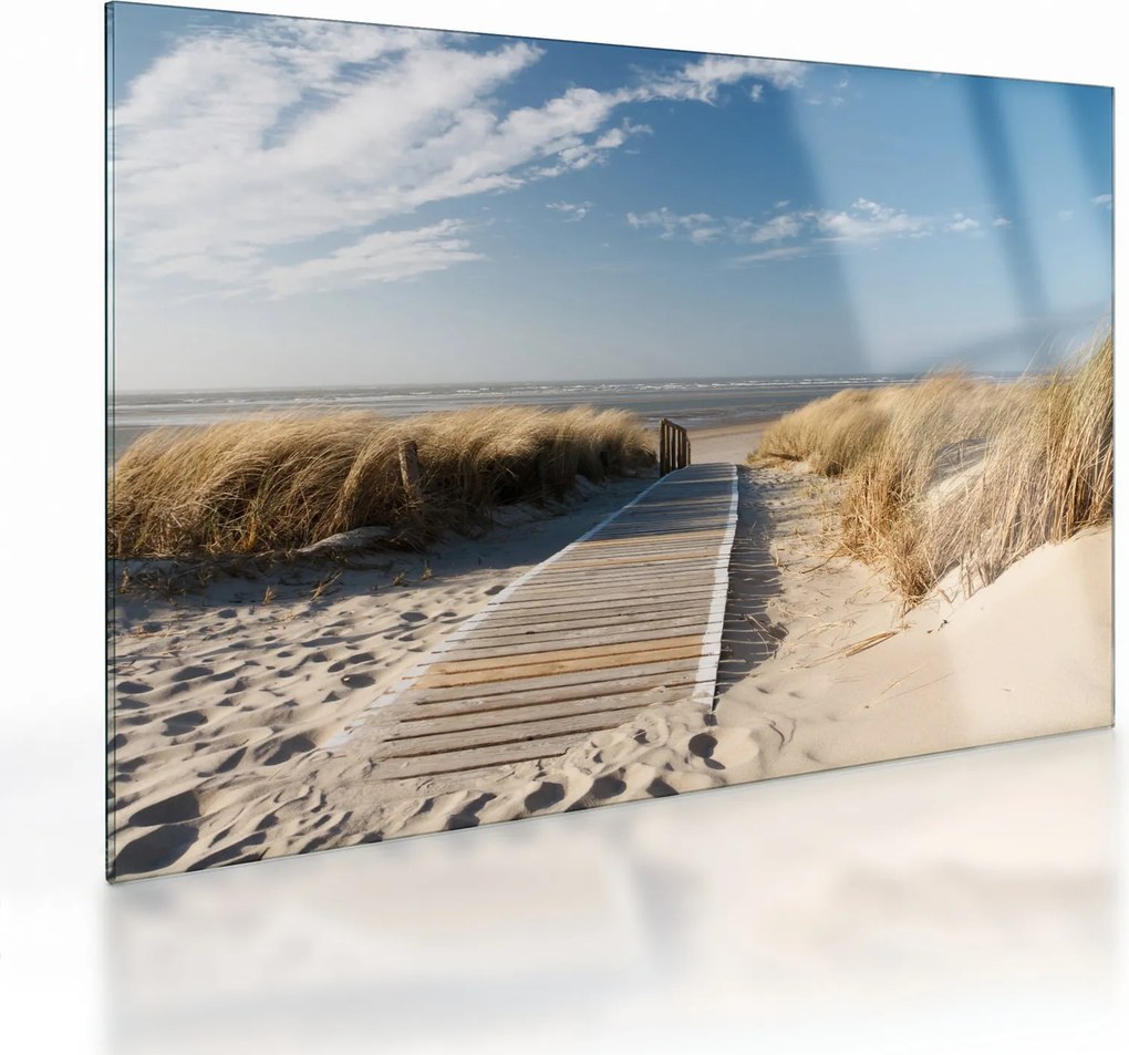Obraz na szkle - Piaszczysta plaża na wyspie Langeoog, Niemcy (70x50 cm)