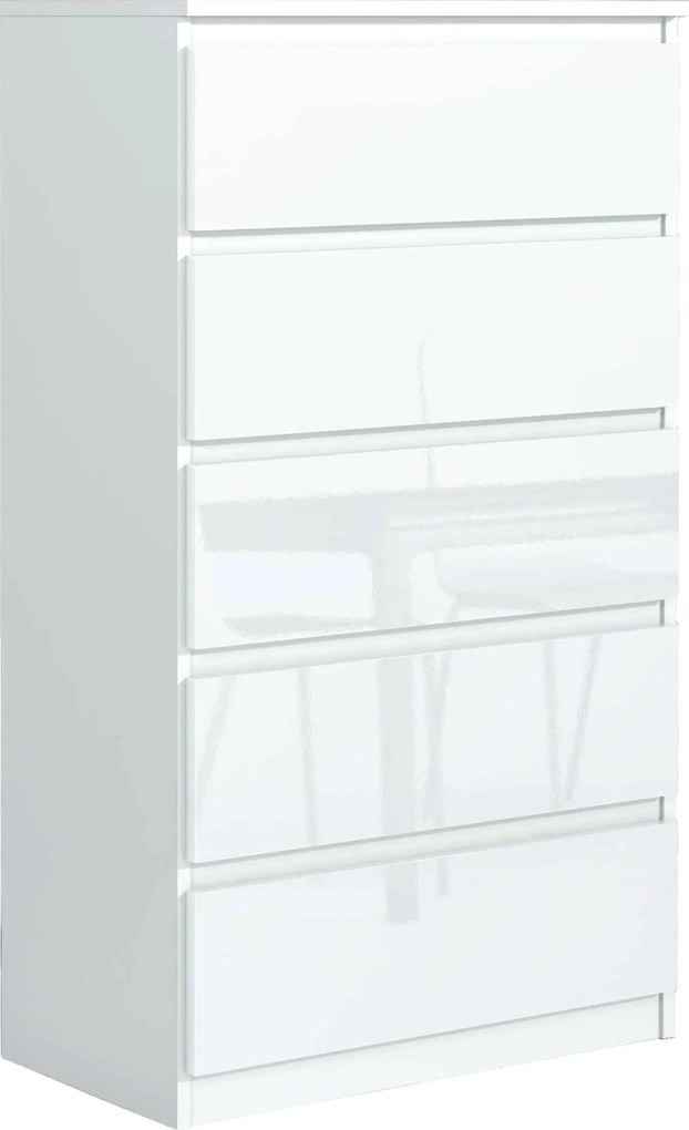 Komoda NUDO 70 cm do Salonu Sypialni 5 Szuflad Biały