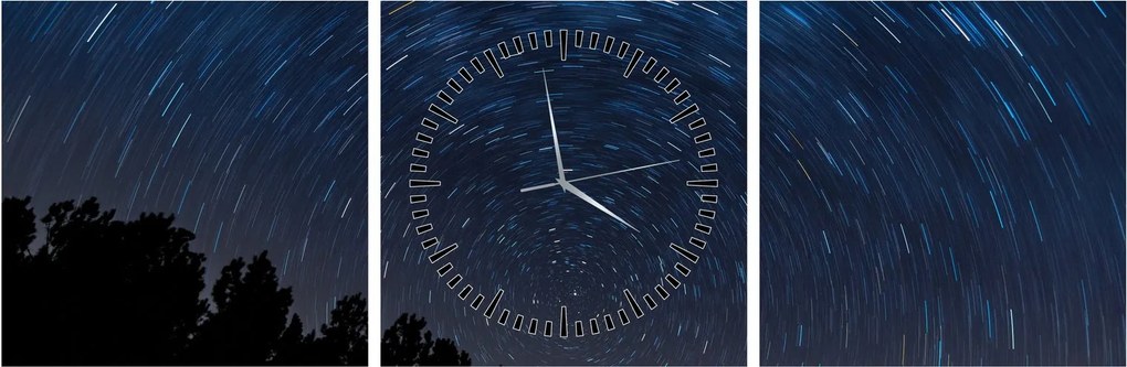 Obraz nocnego nieba (z zegarem) (90x30 cm)