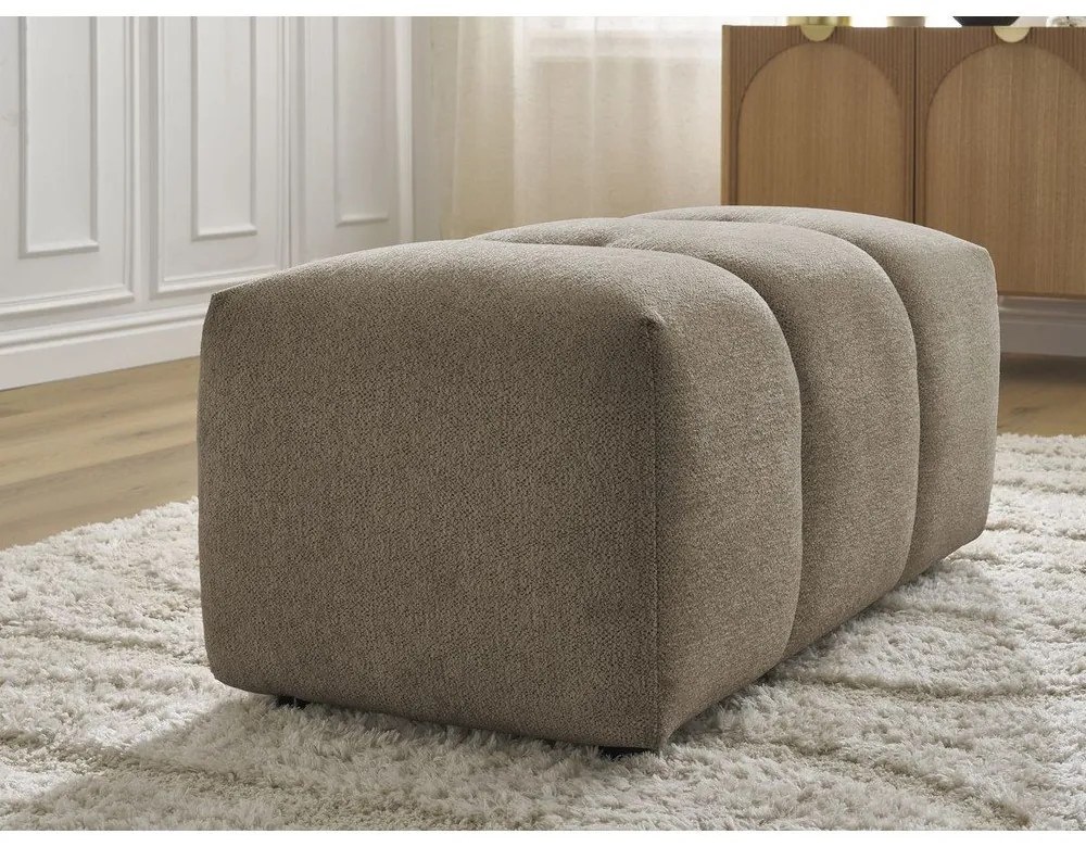 Beżowy podnóżek z tkaniny szenilowej Roxelane – Bobochic Paris