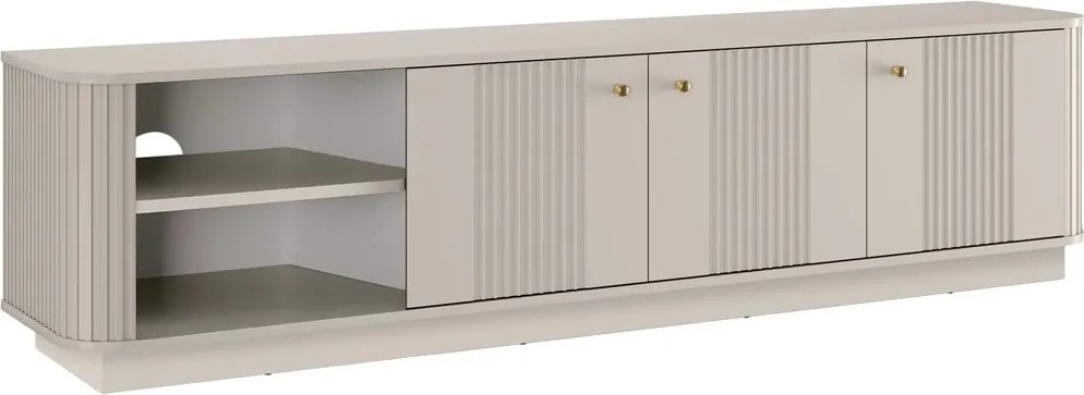 Szafka RTV Vesper 3D 187 cm na cokole - kaszmir / złote uchwyty