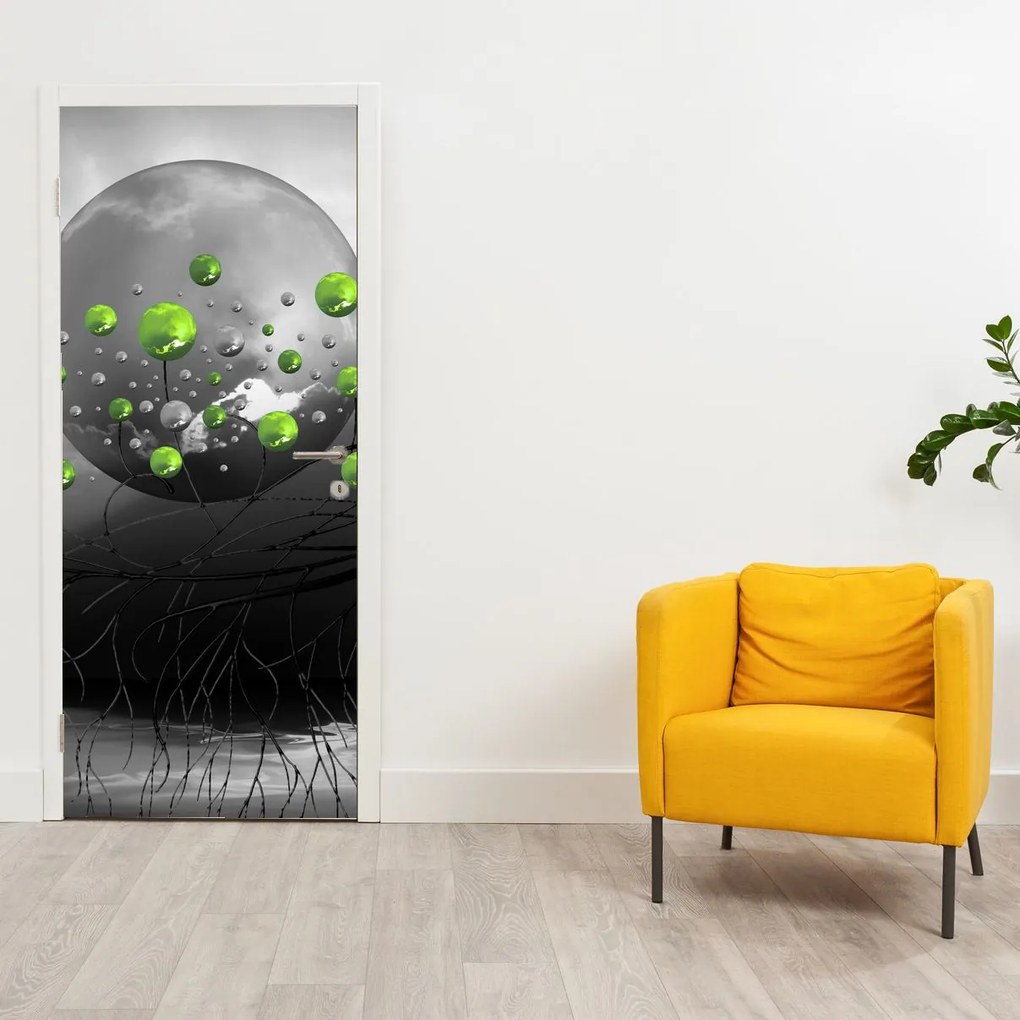 Fototapeta na drzwi - Zielona abstrakcyjna kula (95x205cm)
