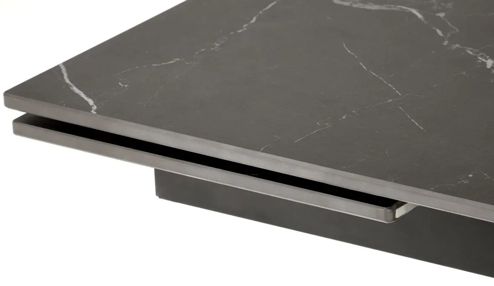 Stół rozkładany VITORINO 160(220)x90 czarny marmur HALMAR