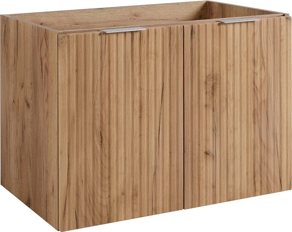 Szafka łazienkowa z drzwiami, Dąb Craft + srebrny uchwyt, 80 x 57 x 46 cm