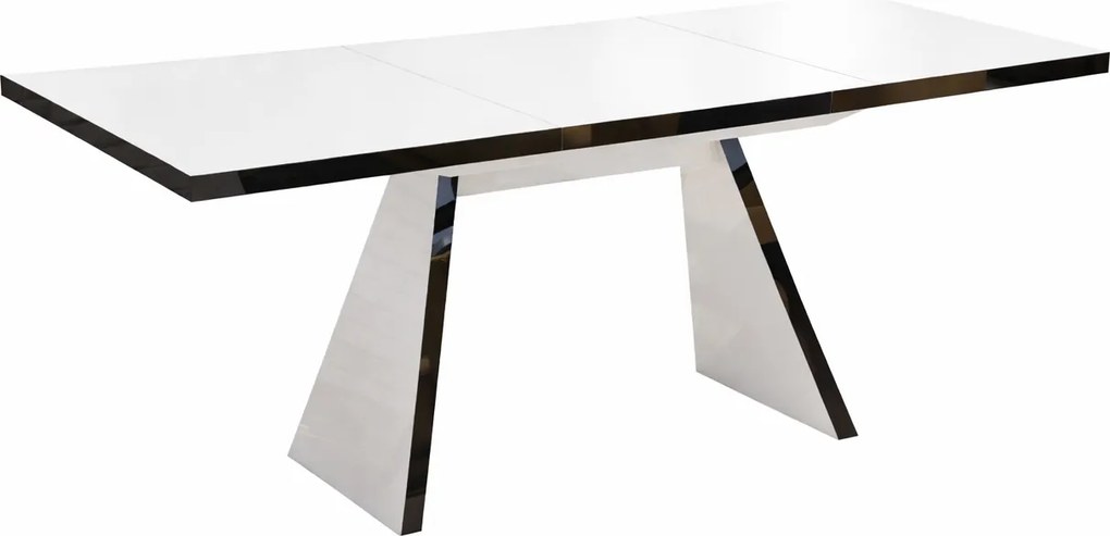 Rozkładany stół w wysokim połysku Alan biały/czarny