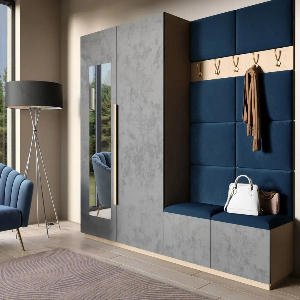 Zestaw 10 paneli tapicerowanych QUADRATTA 100x200 granatowy ELTAP