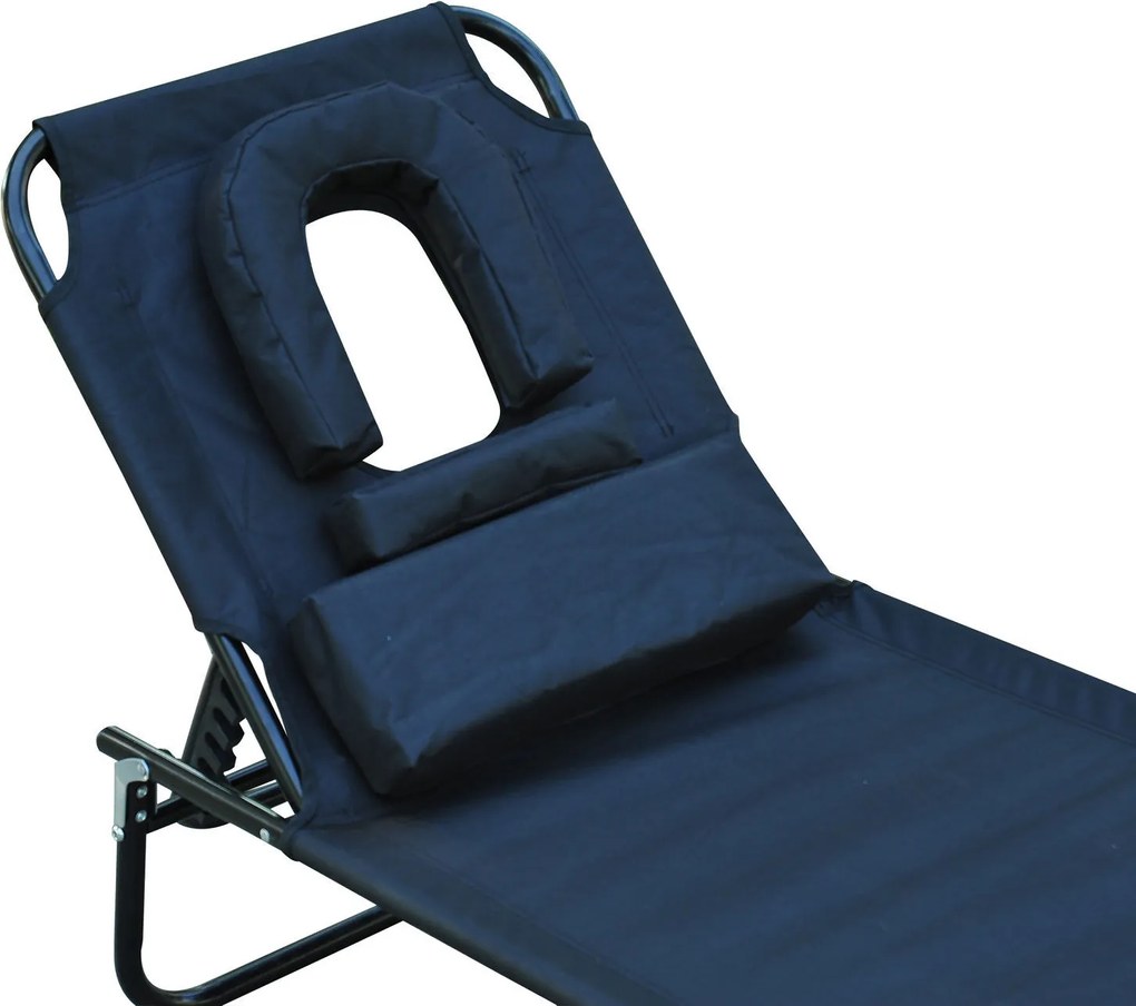 Outsunny Leżak Ogrodowy Relaksacyjny Trójnożny z Okienkiem Czarny Komfort i Styl | Aosom PL