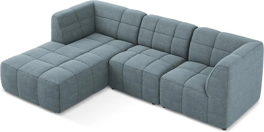 Niebieski narożnik z materiału bouclé (lewostronny/z szezlongiem) Aloha – Makamii