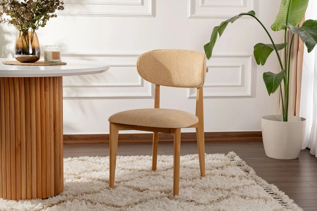 Zestaw krzeseł do jadalni Lionte Beige and LightOak, 2 szt.